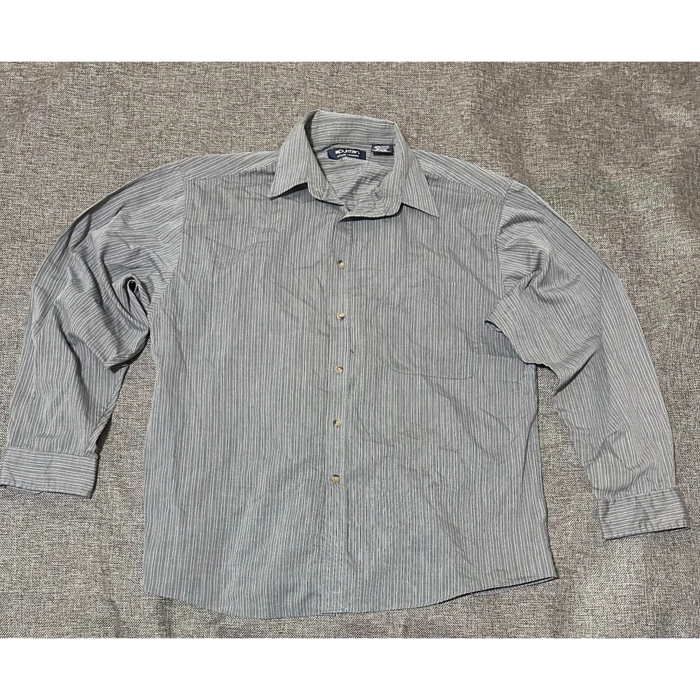 Puritan Men's L 42/44 Gray‎ Striped Long Sleeve Shirt